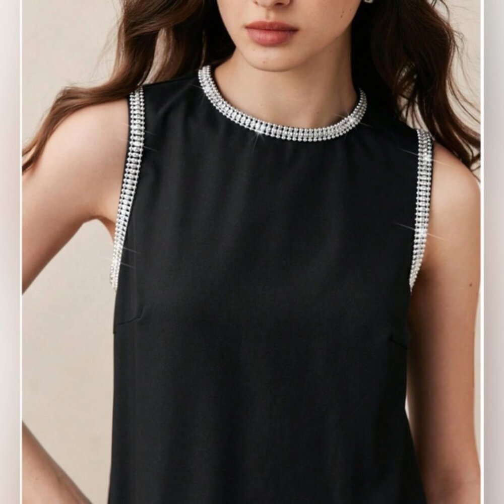 Rhinestone Embellishment Mini Dress Black - Picture 6 of 10